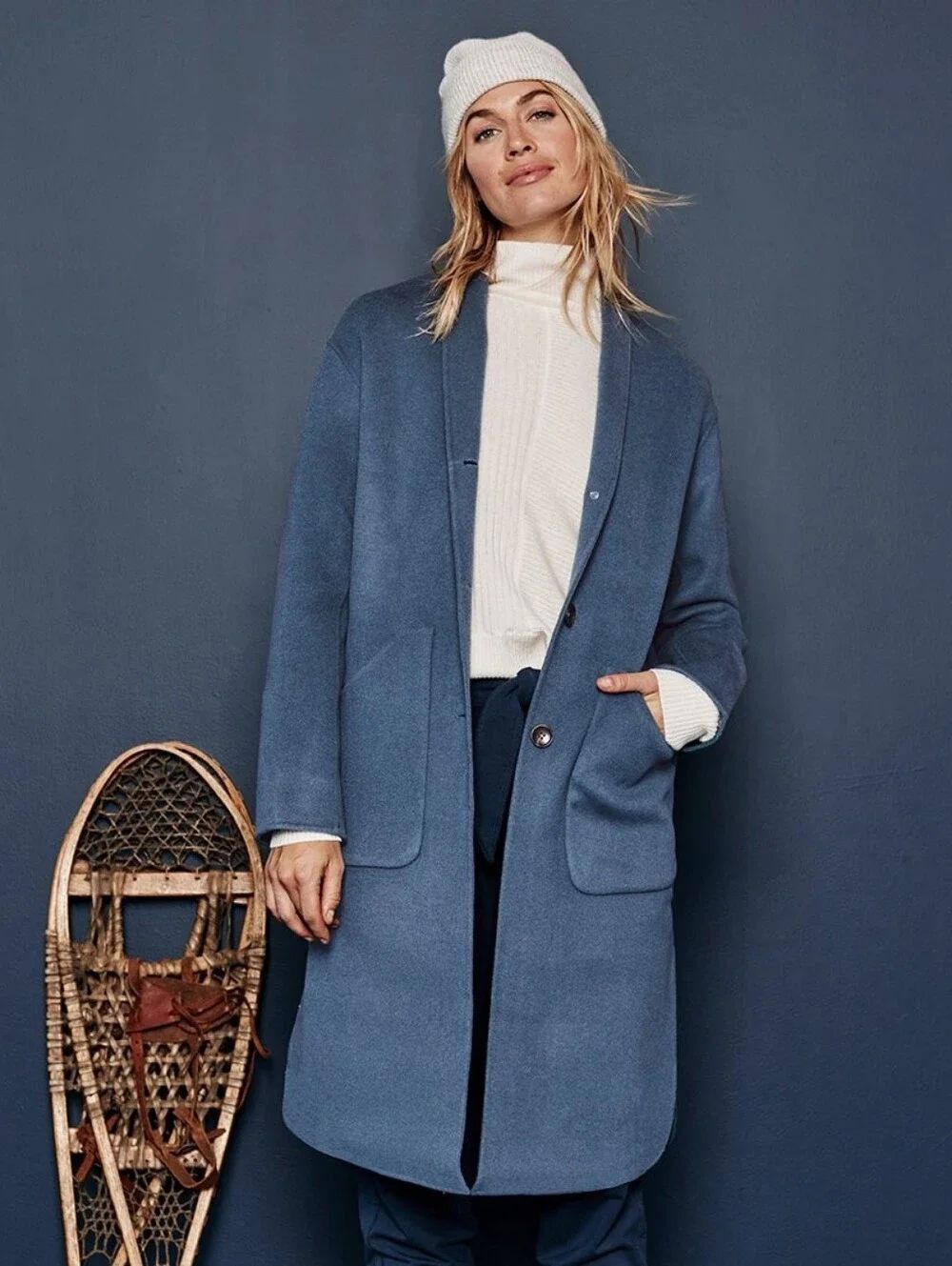 Summersalt Beautiful Blue Wool Blend Coat, Sz Large, Like New